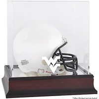 Vitrine de mini casque avec logo en acajou des West Virginia Mountaineers et dos miroir