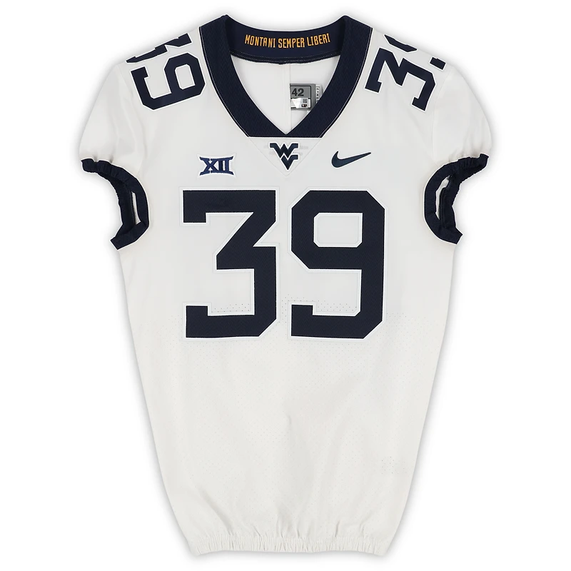 West Virginia Mountaineers Team-Issued #39 White Nike Jersey from the Football Program - Size 42+2