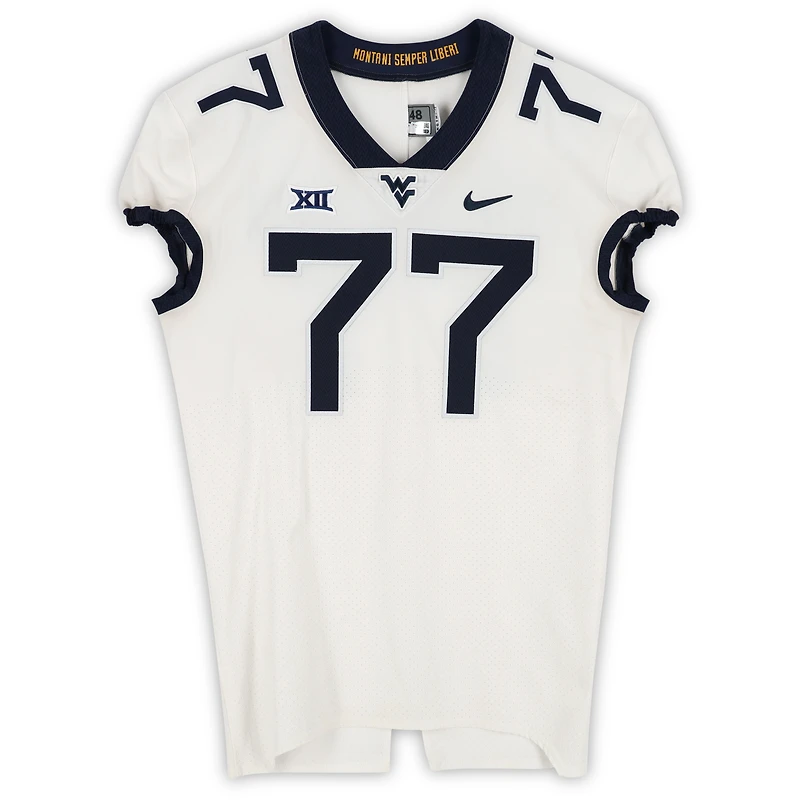 West Virginia Mountaineers Team-Issued #77 White Nike Jersey from the Football Program - Size 48+4