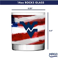 West Virginia Mountaineers  Two-Pack 14oz. Americana Rocks Glass Set