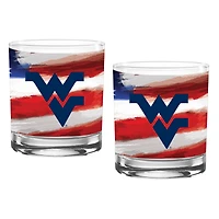 West Virginia Mountaineers  Two-Pack 14oz. Americana Rocks Glass Set