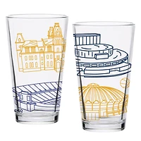 West Virginia Mountaineers Two-Pack 16oz. Campus Line Art Pint Glass Set