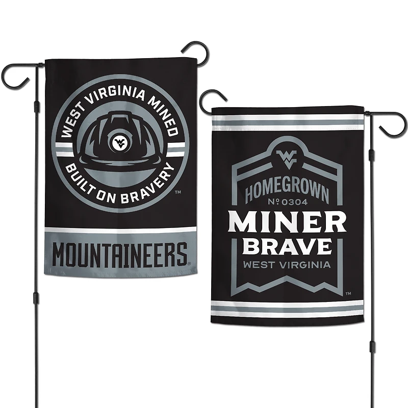Drapeau de jardin double face WinCraft West Virginia Mountaineers 12'' x 18'' Built On Bravery