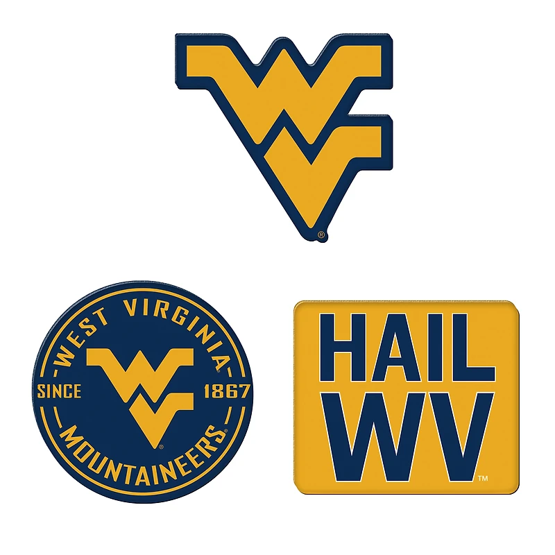 WinCraft  West Virginia Mountaineers 3-Pack Premium Fridge Magnet Set