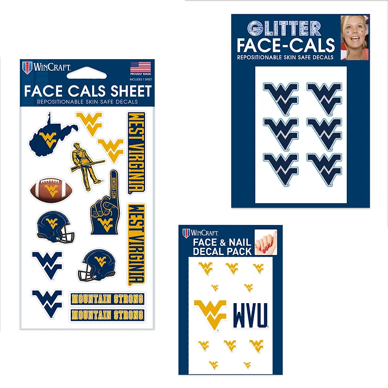 Ensemble de tatouages sans eau WinCraft West Virginia Mountaineers 4" x 7"