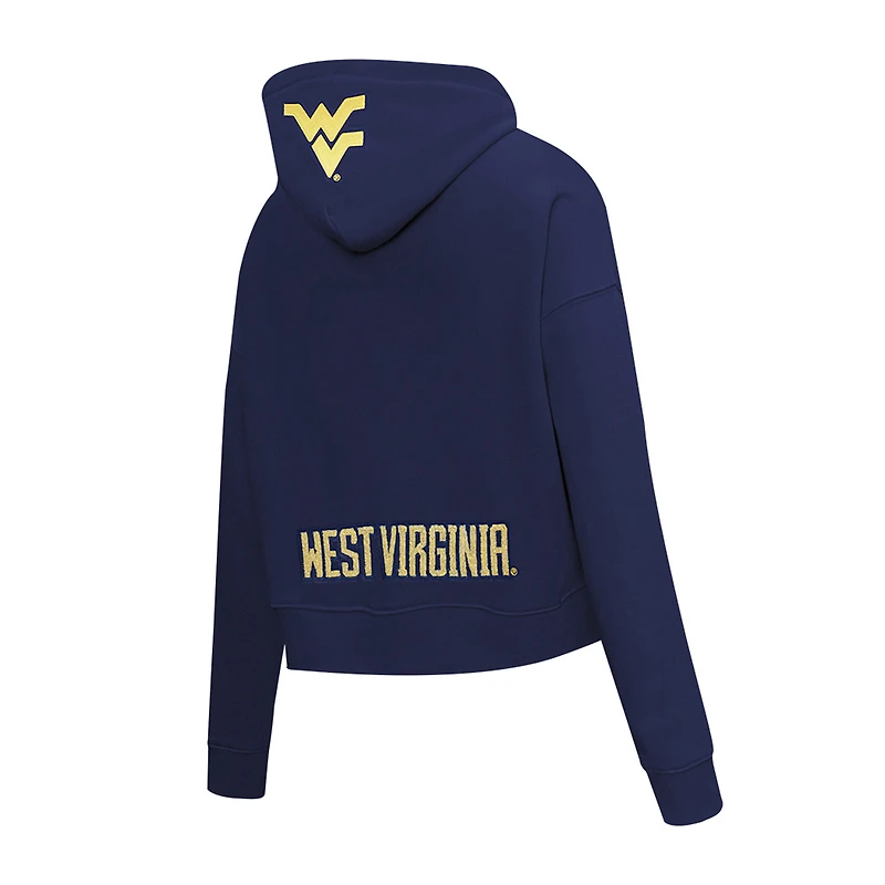 Veste à capuche entièrement zippée sequins Pro Standard bleu marine pour femme des West Virginia Mountaineers Game Day