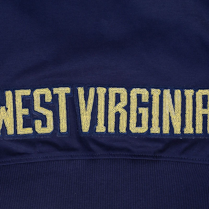 Veste à capuche entièrement zippée sequins Pro Standard bleu marine pour femme des West Virginia Mountaineers Game Day