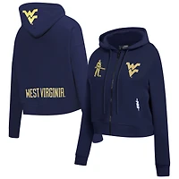 Women's Pro Standard Navy West Virginia Mountaineers Game Day Sequin Full-Zip Hooded Jacket