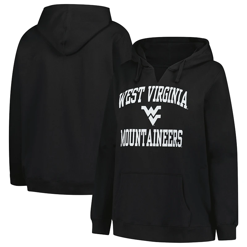 Women's Champion Black West Virginia Mountaineers Plus Heart & Soul Notch Neck Pullover