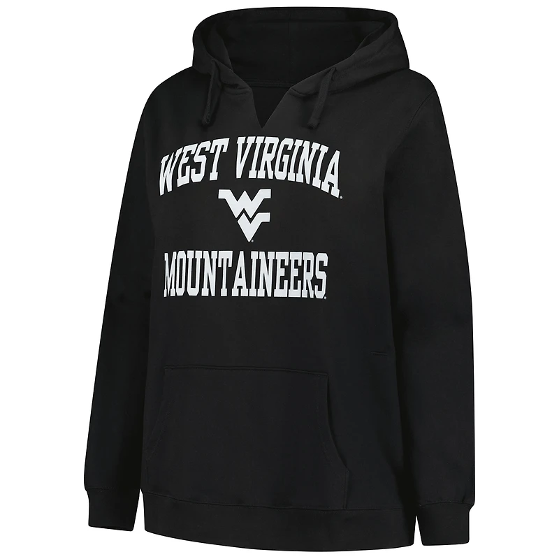 Women's Champion Black West Virginia Mountaineers Plus Heart & Soul Notch Neck Pullover