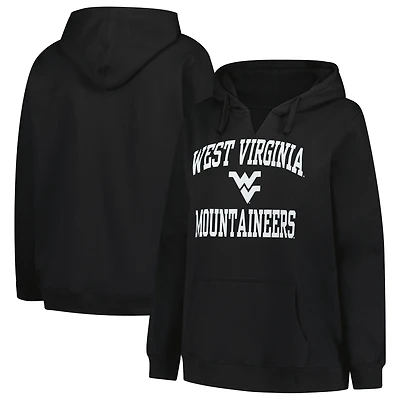 Women's Champion Black West Virginia Mountaineers Plus Heart & Soul Notch Neck Pullover