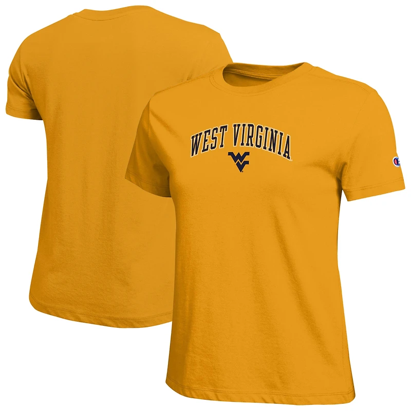 T-shirt bleu marine avec logo arqué des West Virginia Mountaineers, championne féminine