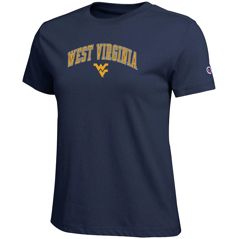 T-shirt bleu marine avec logo arqué des West Virginia Mountaineers, championne féminine