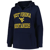 Pull à col cranté Heart & Soul Champion pour femmes, marine, West Virginia Mountaineers, taille plus