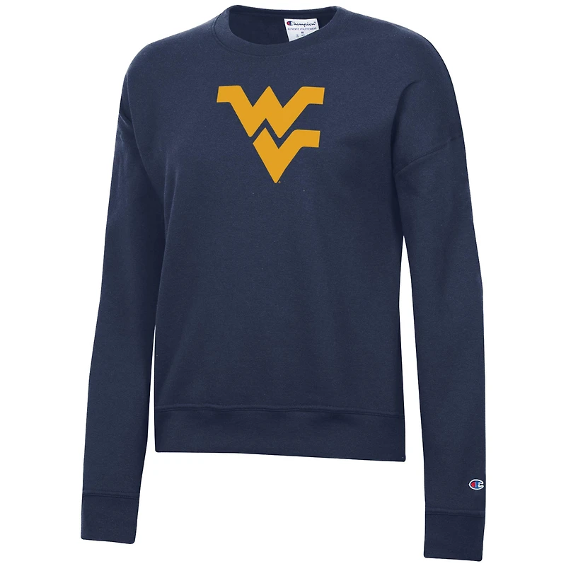 Sweat-shirt Powerblend bleu marine pour femme Champion des West Virginia Mountaineers