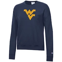 Sweat-shirt Powerblend bleu marine pour femme Champion des West Virginia Mountaineers