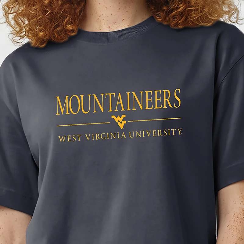 Women's Champion Navy West Virginia Mountaineers Waist Length Wordmark T-Shirt