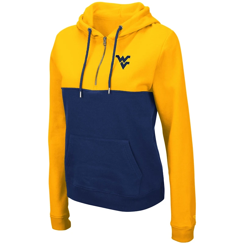 Women's Colosseum Gold/Navy West Virginia Mountaineers Aidan Lightweight Half-Zip Hoodie