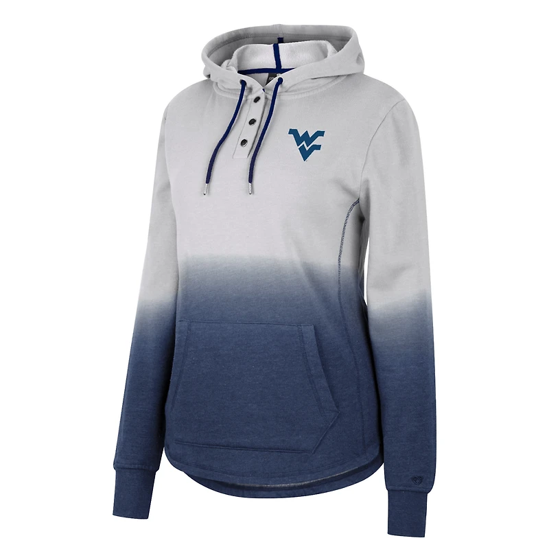 Sweat à capuche Colosseum gris/bleu marine West Virginia Mountaineers Aurelia Dip-Dye pour femme