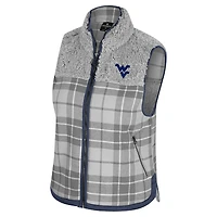 Gilet zippé en sherpa à carreaux Matilda des West Virginia Mountaineers pour femme Colosseum Grey