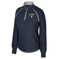 Haut Bikram raglan à fermeture éclair quart de tour pour femme Colosseum Navy West Virginia Mountaineers