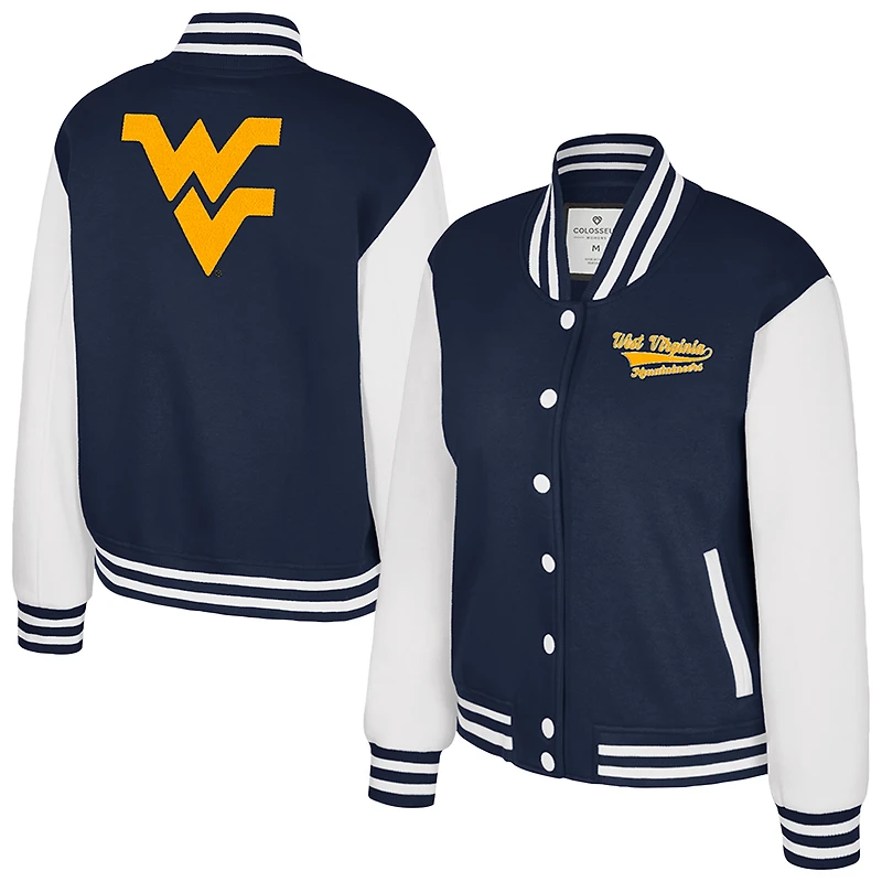 Veste polaire à boutons-pression French Baguette pour femme Colosseum Navy West Virginia Mountaineers