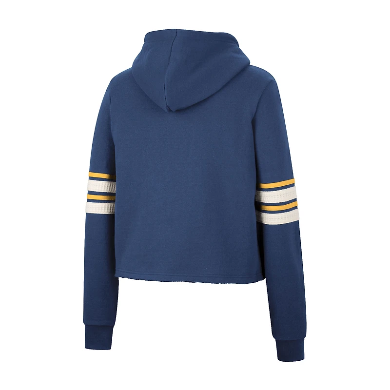 Women's Colosseum Navy West Virginia Mountaineers Retro Cropped Pullover Hoodie