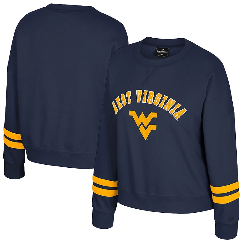 Sweat-shirt en polaire à col rond Splashy bleu marine Colosseum pour femme des West Virginia Mountaineers