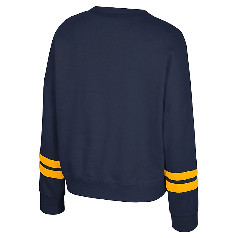 Women's Colosseum Navy West Virginia Mountaineers Splashy Crewneck Fleece Sweatshirt