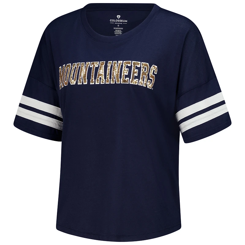 Women's Colosseum  Navy West Virginia Mountaineers Treasure Oversized Sequin T-Shirt