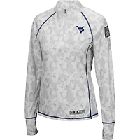 Women's Colosseum White West Virginia Mountaineers OHT Military Appreciation Officer Arctic Camo Fitted Lightweight 1/4-Zip Jacket