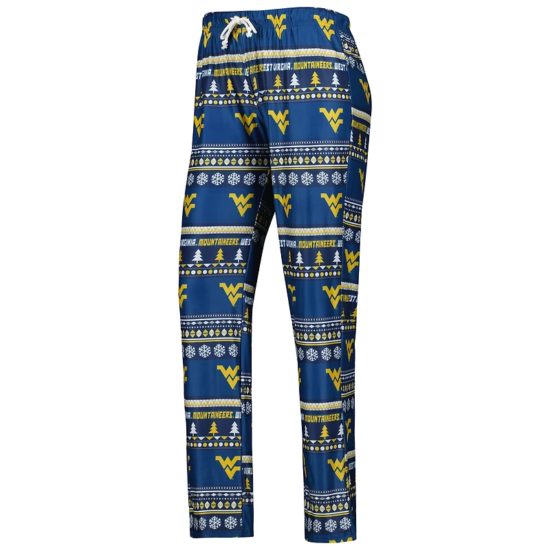 Women's Concepts Sport Navy West Virginia Mountaineers Holiday Long Sleeve Top and Pants Sleep Set