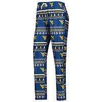 Women's Concepts Sport Navy West Virginia Mountaineers Holiday Long Sleeve Top and Pants Sleep Set