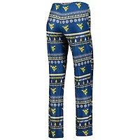 Women's Concepts Sport Navy West Virginia Mountaineers Holiday Long Sleeve Top and Pants Sleep Set