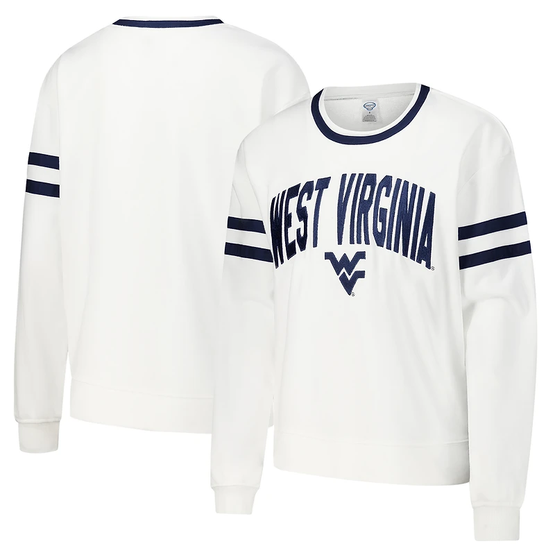 Haut à manches longues en molleton français Borough des West Virginia Mountaineers pour femme Concepts Sport blanc