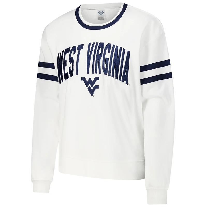 Haut à manches longues en molleton français Borough des West Virginia Mountaineers pour femme Concepts Sport blanc