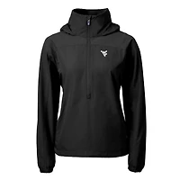 Women's Cutter & Buck  Black West Virginia Mountaineers Charter Eco Recycled Half-Zip Anorak Jacket