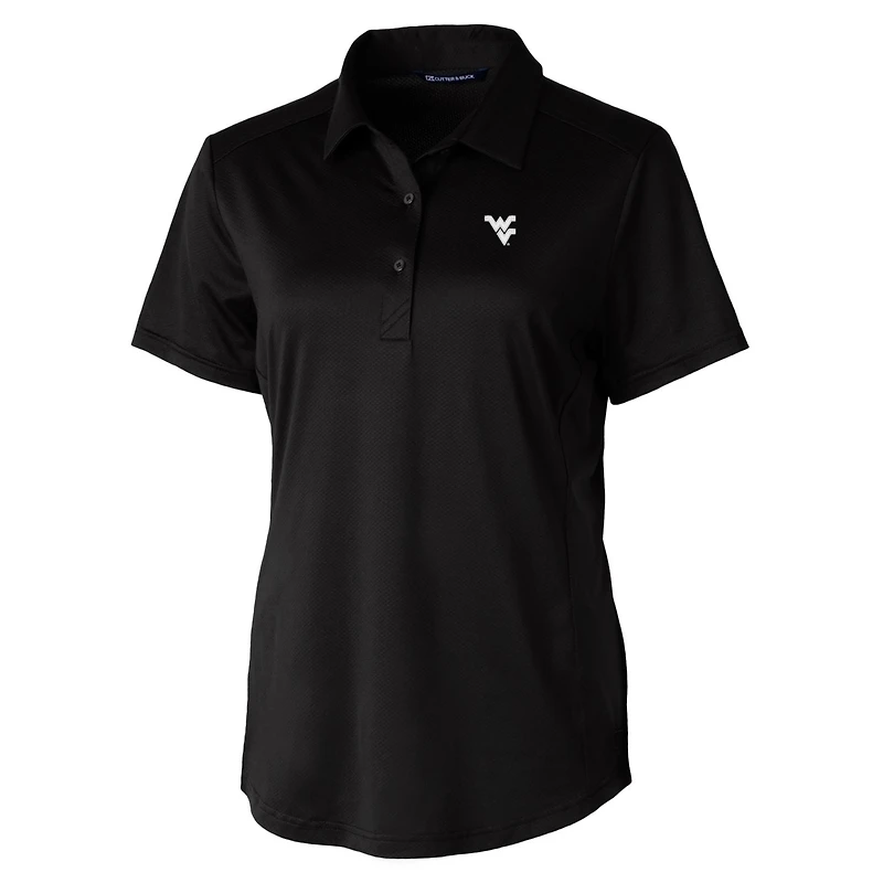 Women's Cutter & Buck Black West Virginia Mountaineers Prospect Textured Stretch Polo