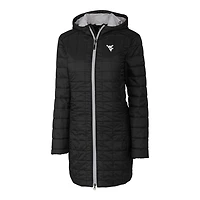 Women's Cutter & Buck Black West Virginia Mountaineers Rainier Primaloft Eco Hooded Long Coat