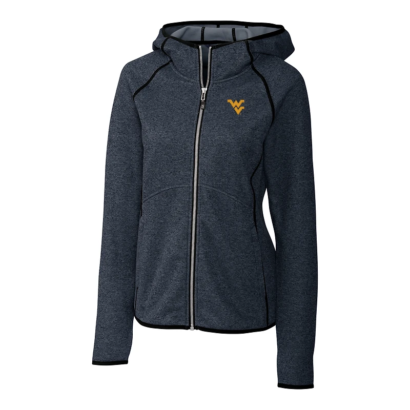 Women's Cutter & Buck Navy West Virginia Mountaineers Mainsail Hooded Full-Zip Jacket