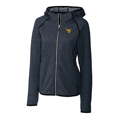 Women's Cutter & Buck Navy West Virginia Mountaineers Mainsail Hooded Full-Zip Jacket