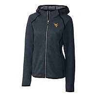 Women's Cutter & Buck Navy West Virginia Mountaineers Mainsail Hooded Full-Zip Jacket
