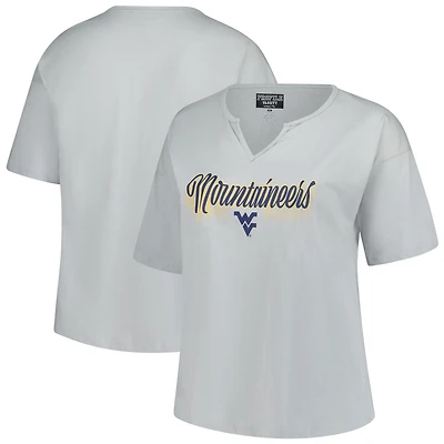 T-shirt gris à col cranté pour femme Fanatics des West Virginia Mountaineers, grande taille, Winning Gear