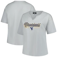 T-shirt gris à col cranté pour femme Fanatics des West Virginia Mountaineers, grande taille, Winning Gear