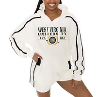 Women's Gameday Couture Cream West Virginia Mountaineers Down, Set, Go Pullover Hoodie and Shorts Set