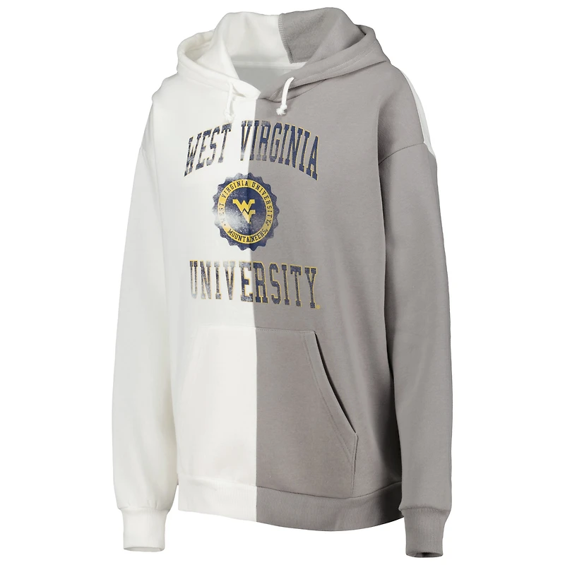 Sweat à capuche fendu Gameday Couture Mountaineers gris/blanc pour femme