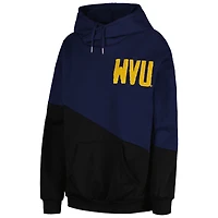 Sweat à capuche Gameday Couture pour femmes, marine/noir, West Virginia Mountaineers Matchmaker Diagonal Cowl