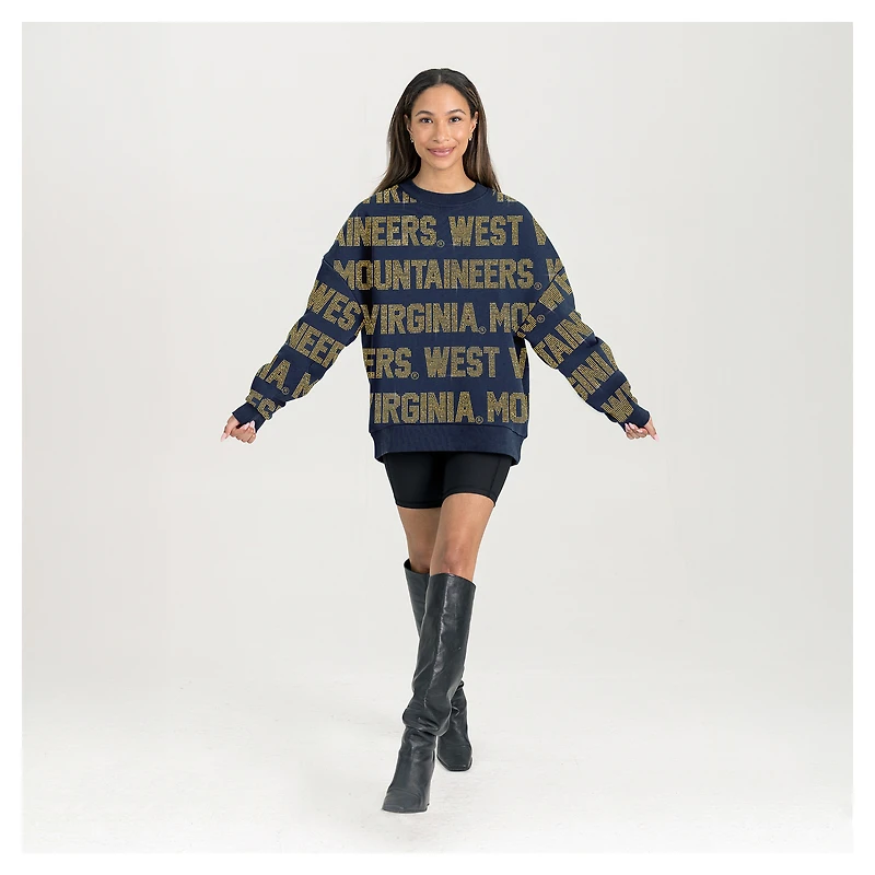 Sweat-shirt surdimensionné Hype Era bleu marine Gameday Couture pour femme des West Virginia Mountaineers