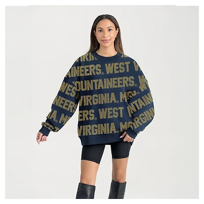 Sweat-shirt surdimensionné Hype Era bleu marine Gameday Couture pour femme des West Virginia Mountaineers