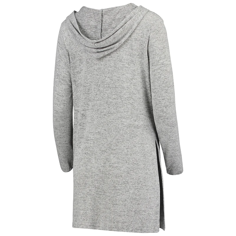 Women's Heathered Gray West Virginia Mountaineers Cuddle Soft Duster Tri-Blend Hooded Cardigan